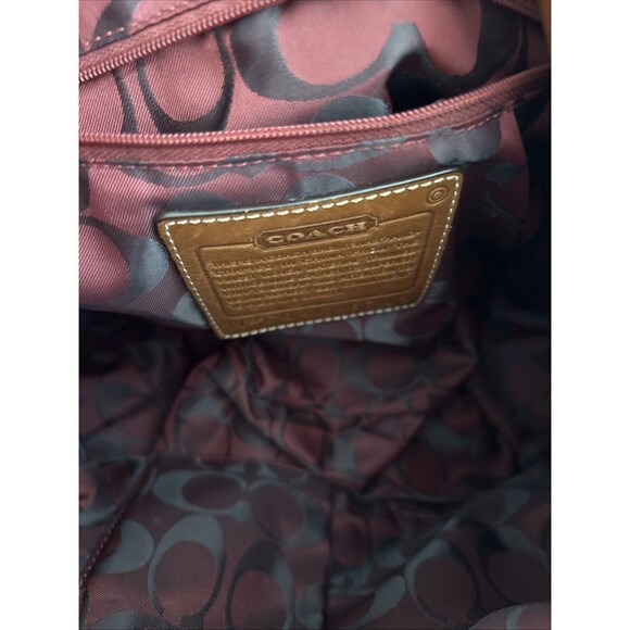 VGUC Vintage Coach Denim Day Chambray Brown Leather Trim backpack 9” X 11” - Picture 13 of 14